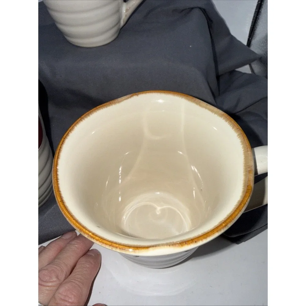 Pier 1 Dots Hand-Painted Stoneware Mugs Set of 3